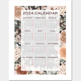2024 watercolor flower wall calendar Posters and Art